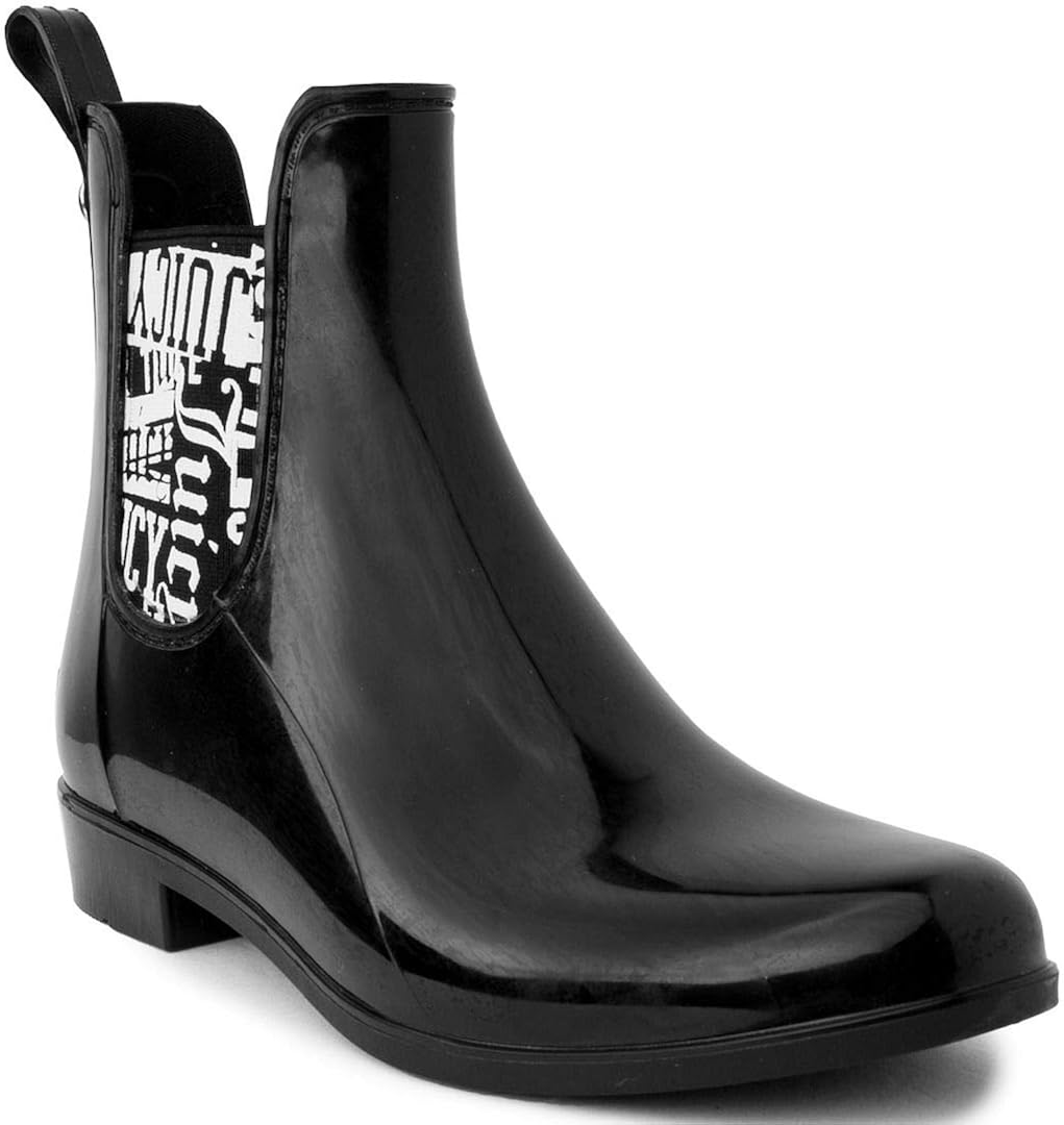 Juicy Couture Womens Romance Rain Boot Black Shiny Size 8 UK Amazon