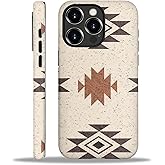 WANKBLC Compatible with iPhone 16 Pro Max Matte Case, Western Boho Aztec Pattern for Girl Full Body Design Soft Silicone Drop Shock Scratch Protection