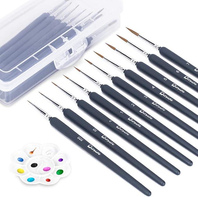 10PCS Detail Paint Brush, Dioxide Miniature Painting Brushes Kit for Acrylic, Watercolor, Oil