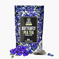 BLUE TEA - Butterfly Pea Flower Tea - 60 Tea Bags (120 cups) || FARM FRESH || Iced Tea, Cooler, Cocktails, Mocktails | Caffei