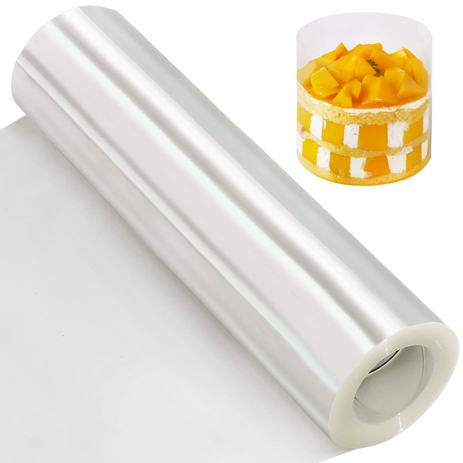YQL Acetate Cake Collars 30cm x 10m, Thickened Acetate Sheets 12inch X 394inch, Transparent Acetate Roll for Large Cakes Chocolate Mousse Cake Decorating Crafting