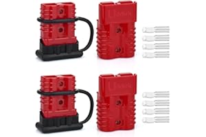 Uddick 4PCS 175A 1/0-4 Gauge Battery Cable Quick Connect/Disconnect Connector Plug Kit with 2 Dust Cover for Car Forklift Motor Winch Trailer (Red 4AWG)