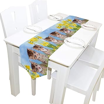 Amazon Com Double Sided Cats Easter With Daffodils On Grass Blue