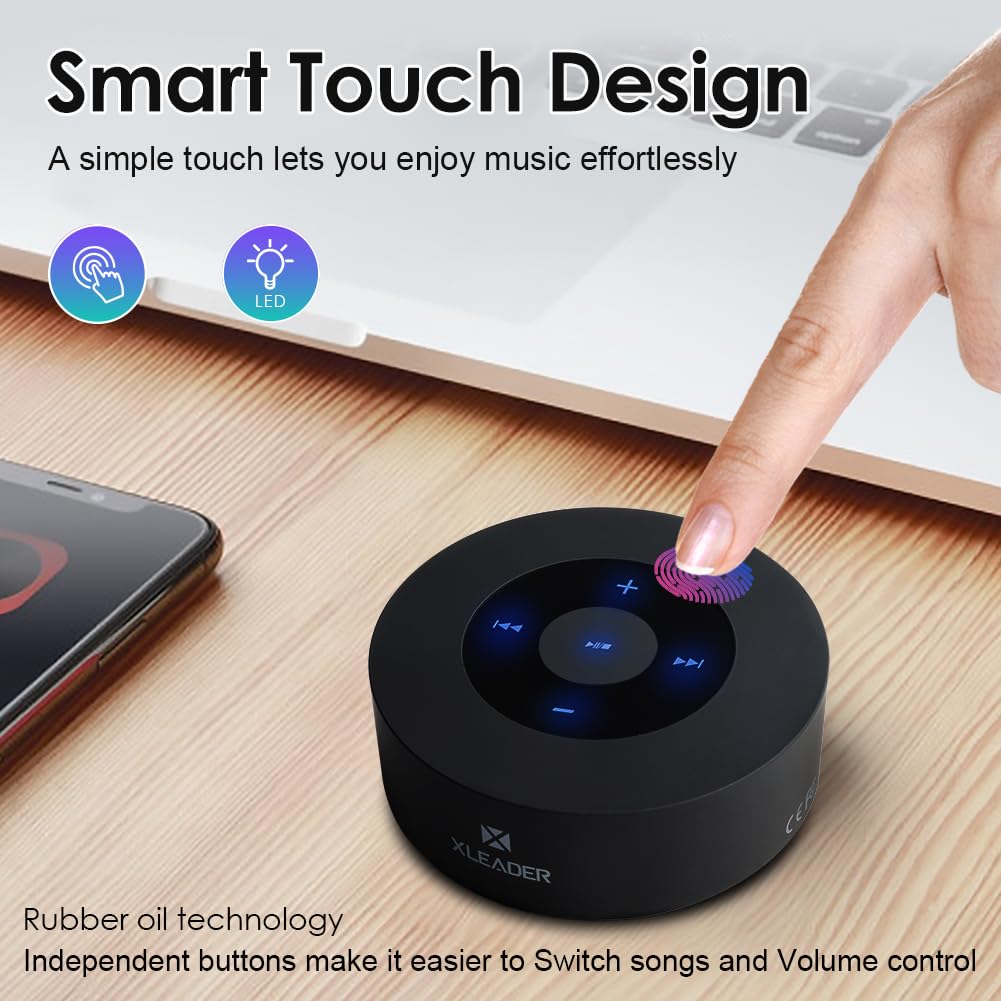 XLEADER Small Bluetooth Speaker (Travel Case Provided) Portable Wireless, HD Sound&Rich Bass, Touch Design, 12H Playtime, Support Aux Input, Micro SD, Mic, for Laptop PC Office Bathroom, Car, Gifts