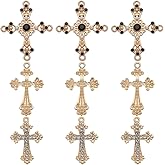 SUNNYCLUE 1 Box 24Pcs Cross Charms Baroque Style Golden Alloy Cross Bead Charms Bulk Rhinestone Easter Micro Pave Cubic Zirconia Crucifix Charm for Jewelry Making Charms DIY Necklace Craft Supplies
