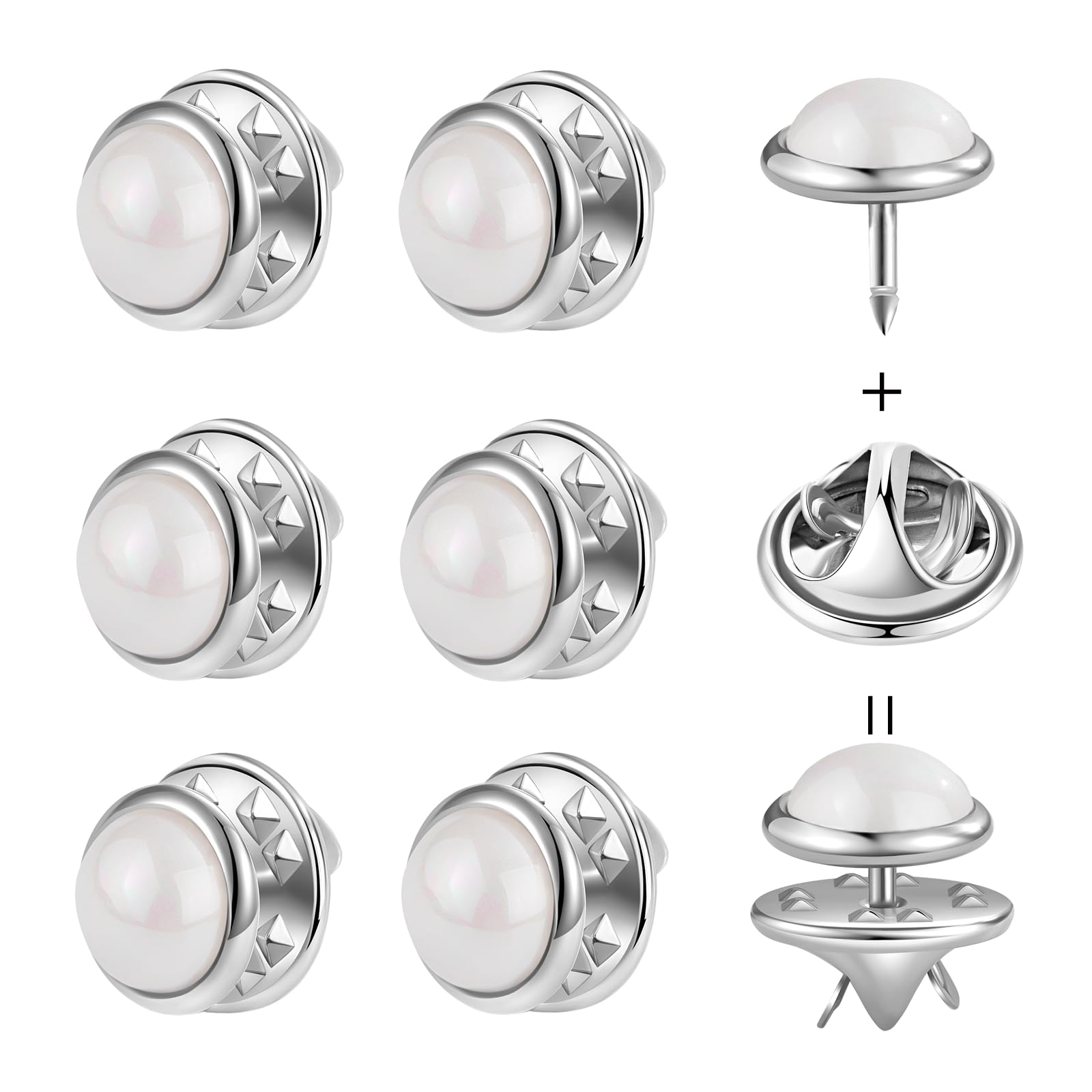 Photo 1 of ZLMCUJE 6 Pcs 10mm/0.39" Mini No Sew Pearlescent Buttons Anti Exposure Fixed Brooches Cover up Buttons Detachable Reusable Multi-Purpose for Clothes(White)