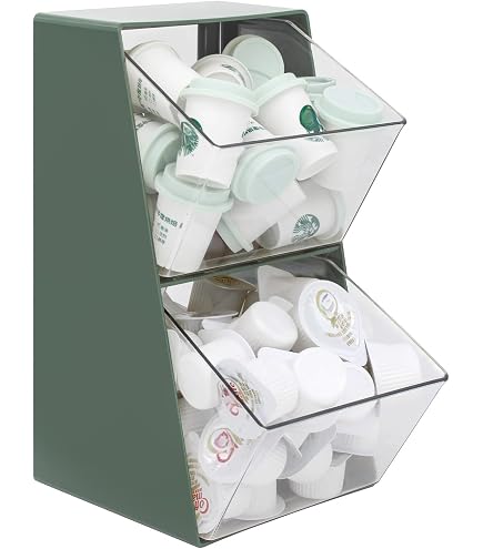 BEYGORM Acryl-Kaffeekapselhalter Für 24 Kcup – Transparent, Mit Deckel, 3 Fächer, Kompatibel Mit Nespresso