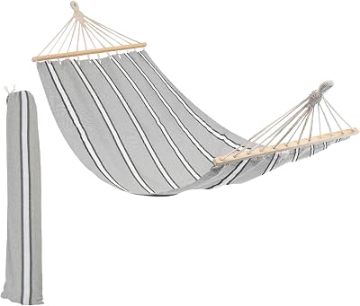 Harbour Housewares Garden Hammock Grey White Stripe 200cm Bed 80cm