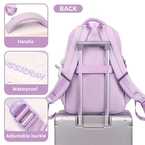 MININAI WOMENS GIRLS BACKPACK FOR SCHOOL CUTE AESTHETIC LARGE LAPTOP BACKPACK KAWAII PREPPY TEEN KIDS BOOKBAG TRAVEL DAYPACK (PURPLE,L)