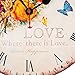 KI Store Decorative Wall Clocks Silent Non Ticking Large Round Vintage Rustic Clock for Living Room Kitchen Farm House Cottage Bedroom (Rose Love)