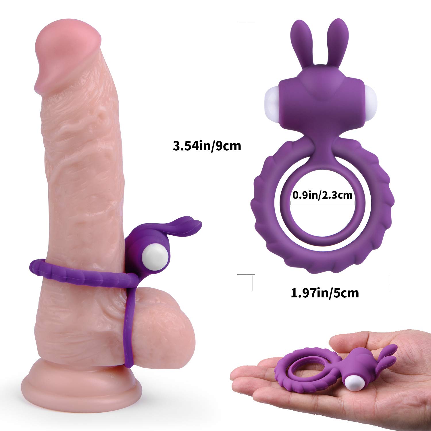Vibrating Penis Ring, l\'aise vie Silicone Soft Stretchy Cock Rings for Men Waterproof Ring Toys for Males and Couples for Longer Lasting Erections Triple Wearing Ways with 2 LR41 Batteries(Rabbitlady)