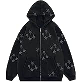 Tuislay Women Star Graphic Zip Up Hoodies Y2k for Teen Girls Oversized Streetwear E-Girl 90s Baggy Grunge Sweatshirt Jacket
