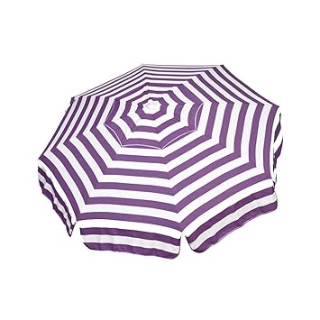 Heininger 1332 DestinationGear Italian Purple and White 6 Acrylic Striped Patio Pole Umbrella