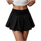 SOLY HUX Women's Pleated Mini Skirt High Waisted A Line Flowy Skirts Skater Tennis Skirts with Shorts