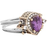Turkish Jewelry Handmade Reversible 2 rings in 1 ring Drop Shape Pear Cut Shiny Amethyst and Black Onyx Topaz 925 Sterling Silver Ring Size All