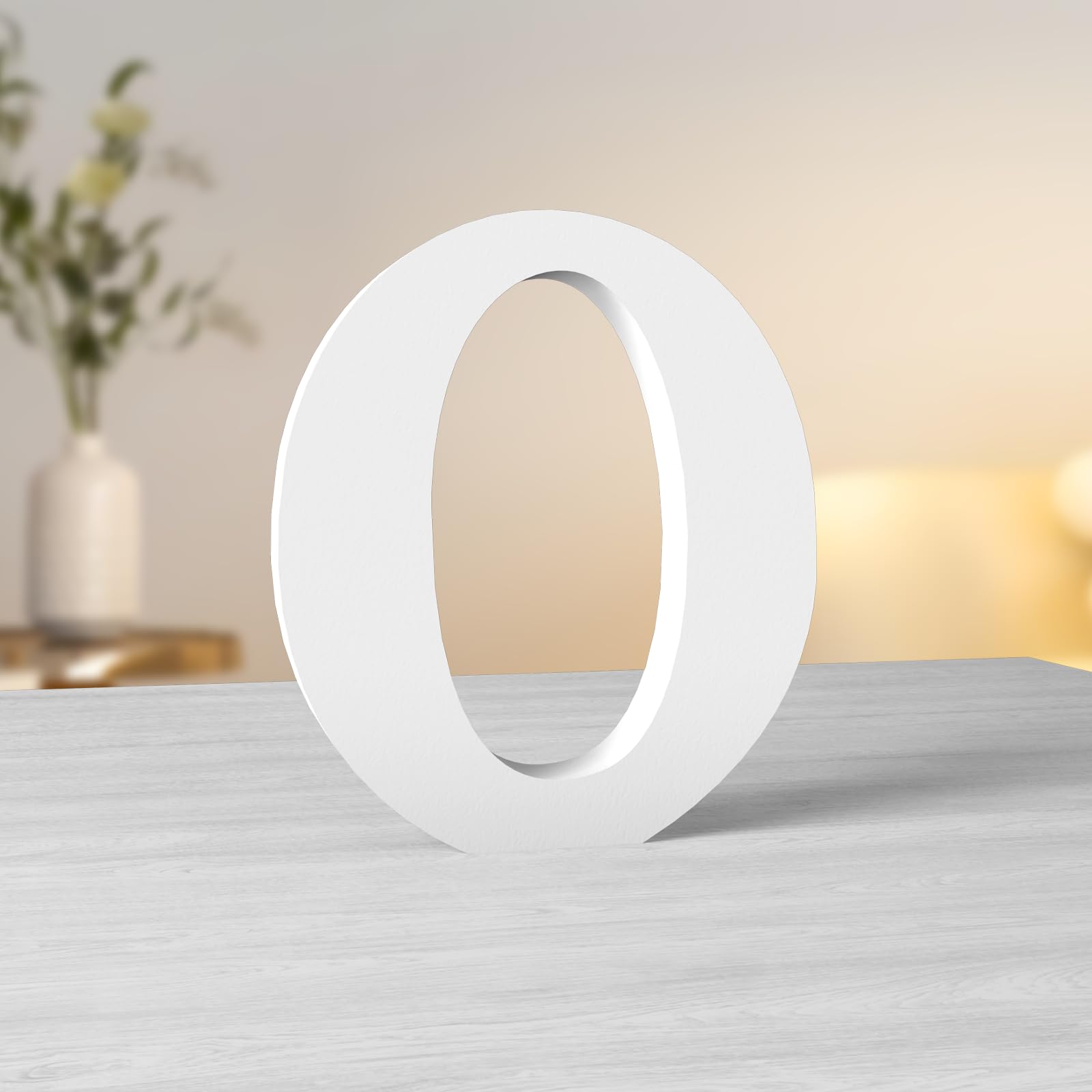 Aruatu 6 Inch White Wood Letters for Wall Decor - Unfinished Decorative Standing Letter Slices for Craft Home Party Projects Sign Board Decoration (O)