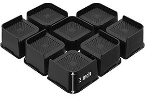 JONHWI Bed Risers, Oversized Furniture Risers, 3 inch Raise Blocks for Bed Couch Desk Sofa Table Lifts, Furniture Legs Lifters Support up to 6000 Lbs (Black, 8 Pack Set)