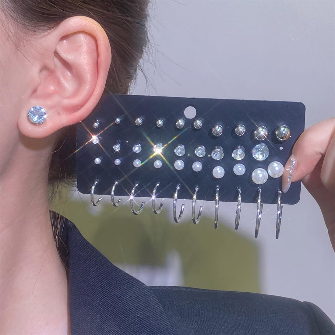 IFNODO 47pcs Gold Jewelry Set With 3 PCS Necklace, 11 PCS Bracelet,20pcs Hoop Stud Earrings,7pcs rings set For Women For Birthday Gifts