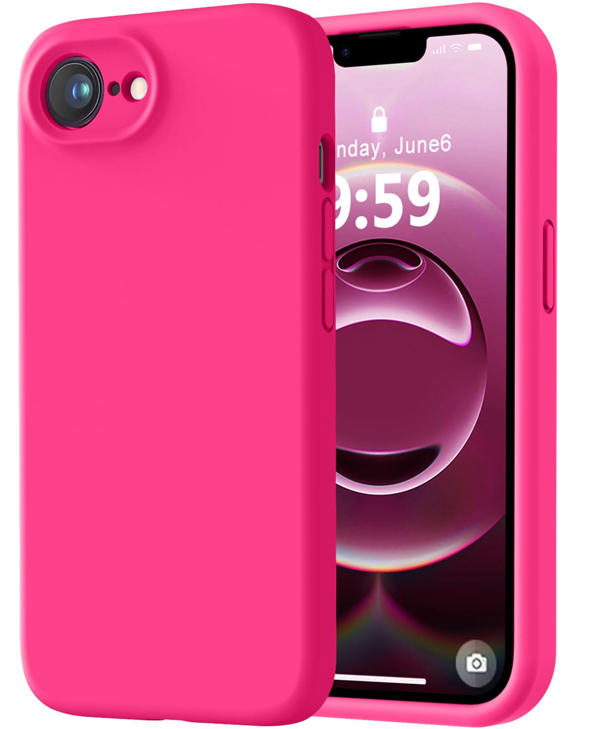 Photo 1 of LOVE 3000 Designed for iPhone 16e Case, Premium Silicone with [Soft Anti-Scratch Microfiber Lining] Shockproof Protective Phone Case for Men Women Girls 6.1", Hot Pink