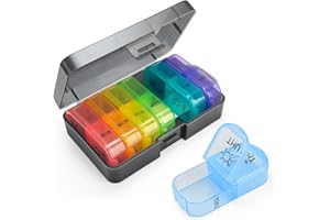 Urekt Weekly Pill Organizer 2 Times a Day, Am Pm Pill Box 7 Day, Travel Pill Case, Medicine Pill Organizer for Medication, Vitamins, Fish Oils, Supplements