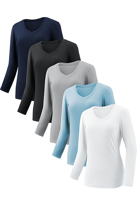 Moisture Wicking Shirts for Women Quick Dry Athletic Running Long Sleeve T  Shirts Womens V Neck Workout Tops : Amazon.ca: Clothing, Shoes \u0026 Accessories