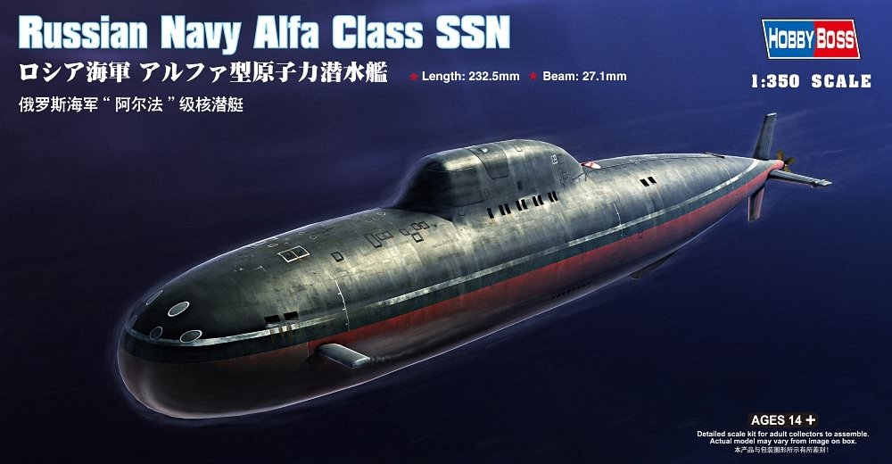 Hobbyboss 1:350 Scale Russian Navy Alfa Class SSN Model Kit (Grey)