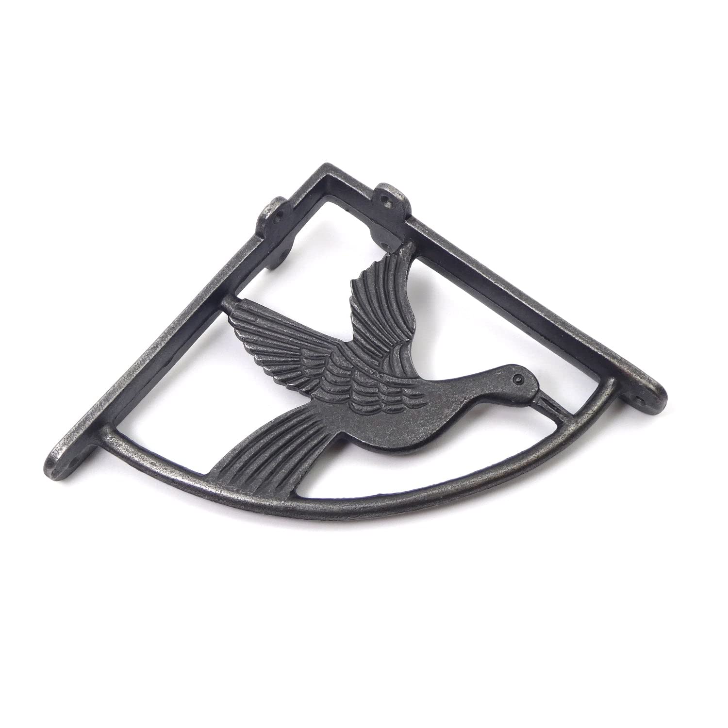 Pair of Ornate Bird Design Shelf Brackets Antique Cast Iron (7" x 7")
