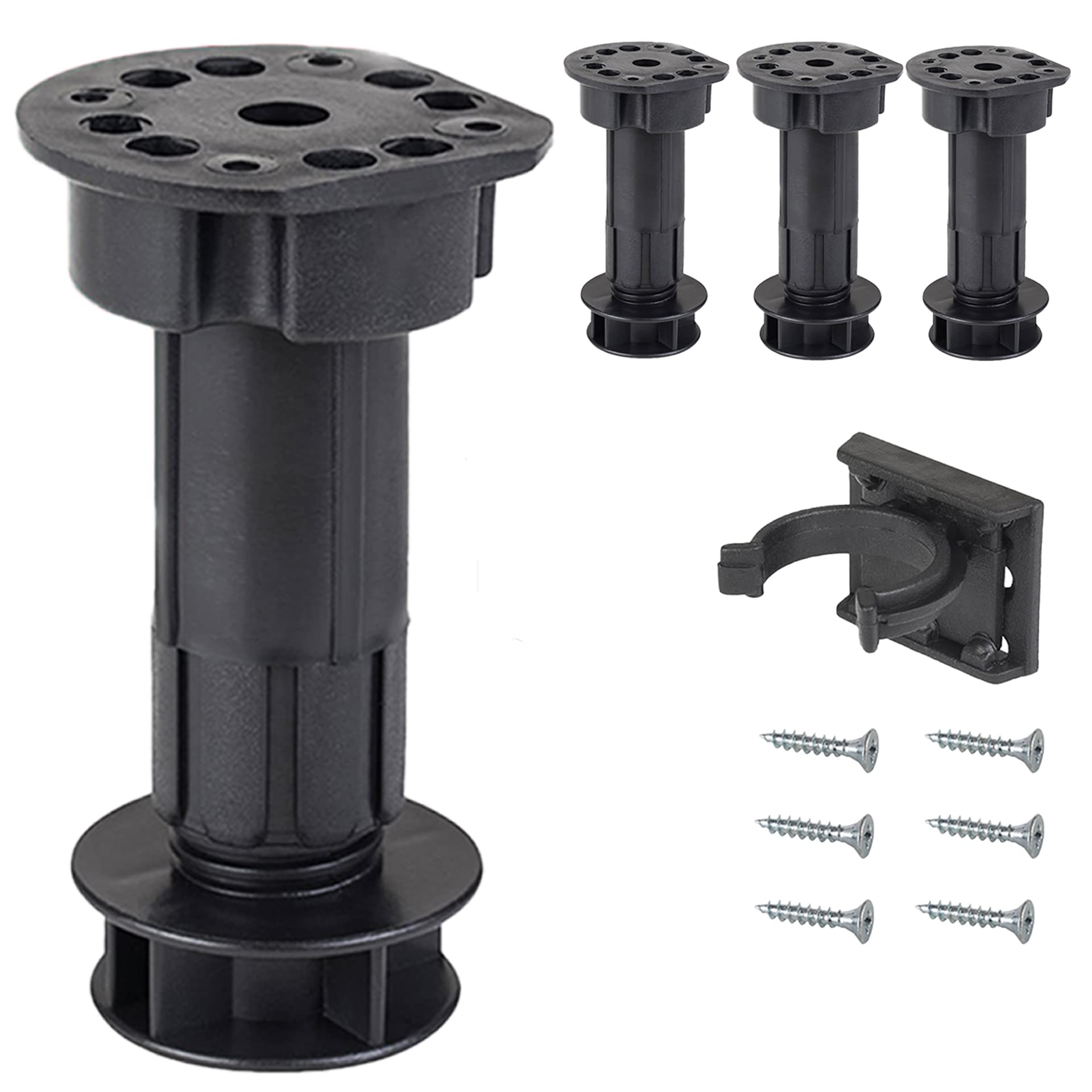 LouMaxx Base Feet Set of 4 Adjustable Feet Black Furniture Feet 100-120 mm for Kitchen or Bathroom Adjustable Furniture Feet with Mounting Material Height Adjustable Kitchen Feet 200 kg Load Capacity — image 1