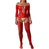 XIUSEMY Women Sexy Bodystocking One Piece Badydoll Fishnet Lingerie Nightwear Plus Size