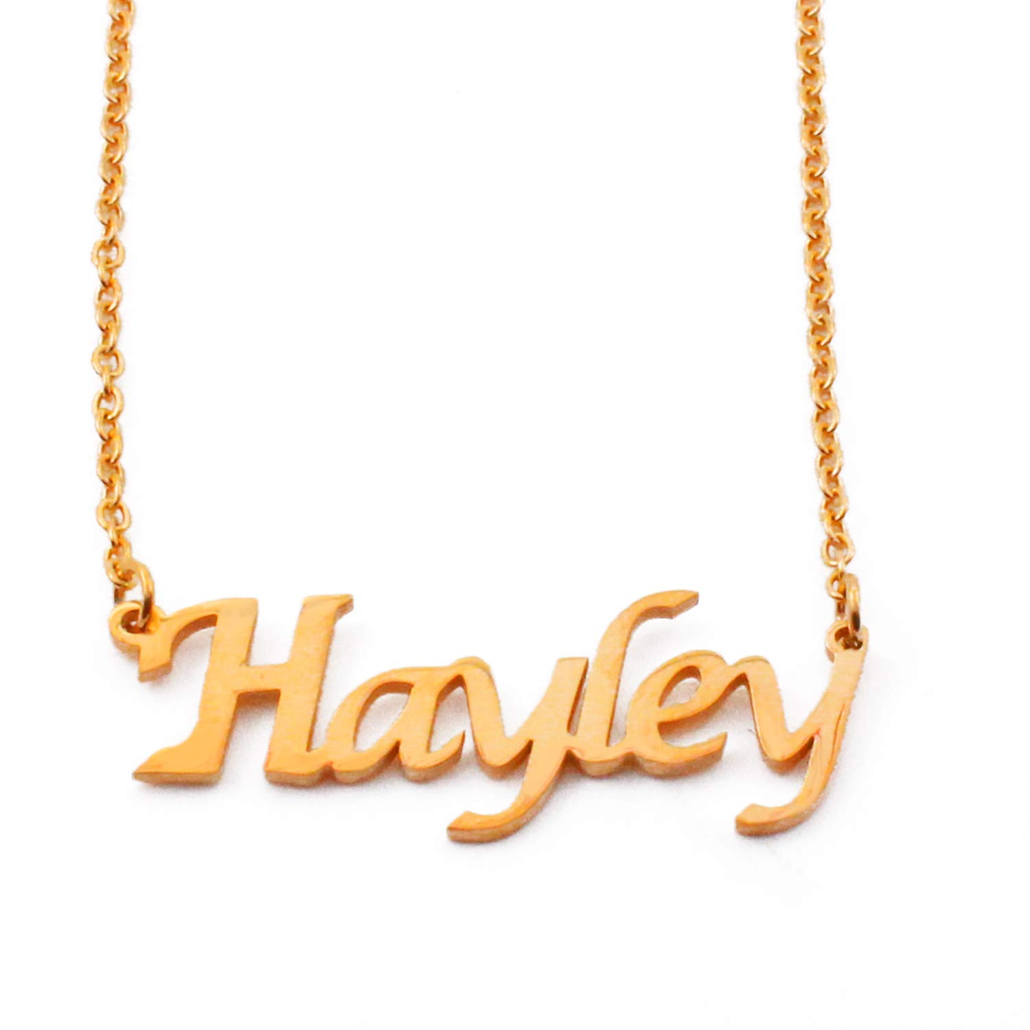 Kigu Hayley Name Necklace, Gold Plated Personalised Name Necklace, Personalised Jewellery, Necklace for Women, Women's Jewellery, Gift for Girlfriend, Incl Gift Packaging