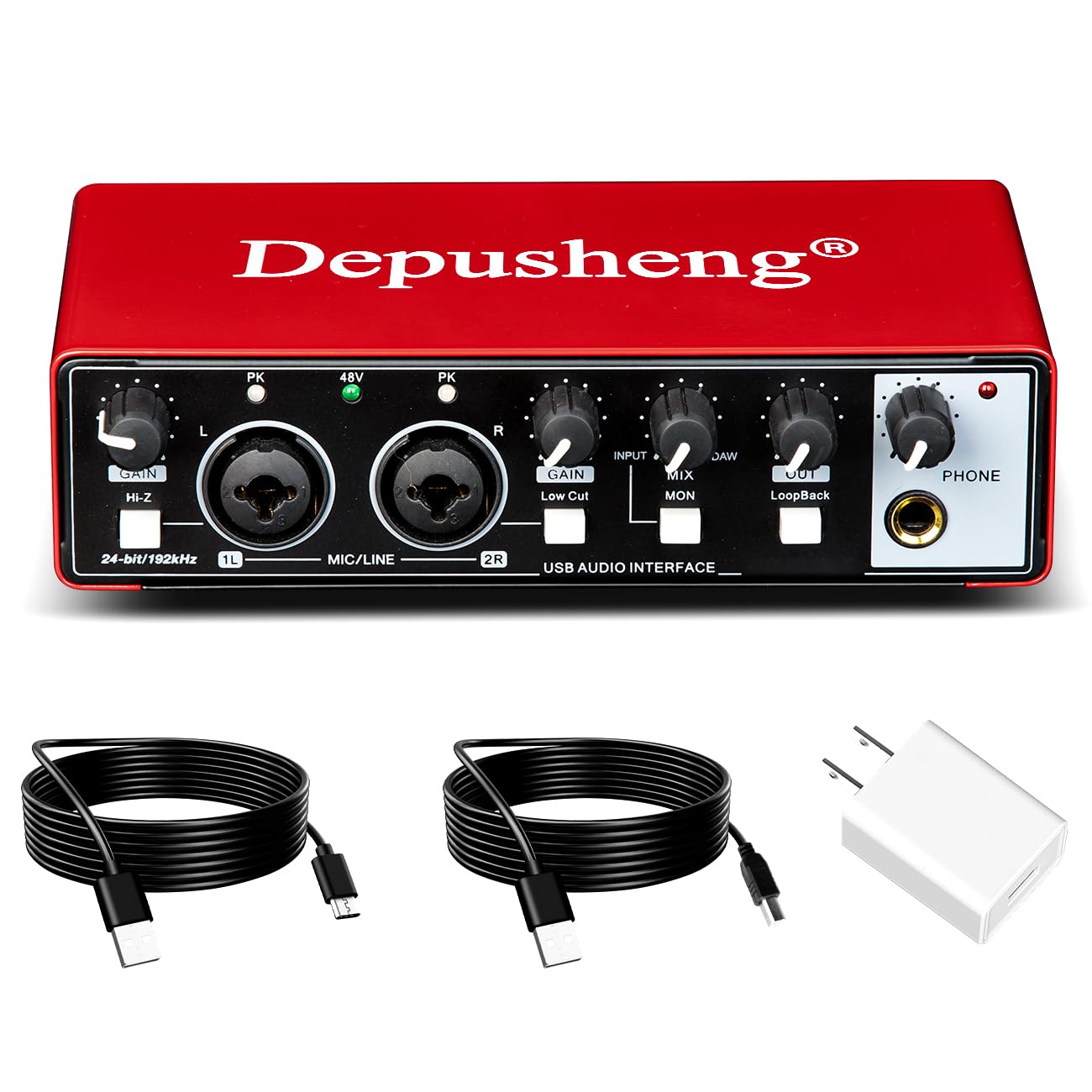 Photo 1 of Depusheng RED USB Audio Interface for Recording Music, XLR Interface with 48 V Phantom Power, Audio Box for Guitarists,Podcasters or Producers to record and playback studio quality sound