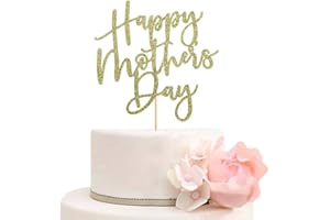XIUHUBA Happy Mother's Day Cake Topper, Best Mom Ever Party Decorations, Happy Birthday Mom Cake Toppers, Gold Glitter