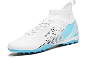NISOCY Soccer Shoes for Mens Womens Professional Cleats High-Top Athletic Turf Football Shoe Outdoor/Indoor Professional Futsal Football Training Sneaker