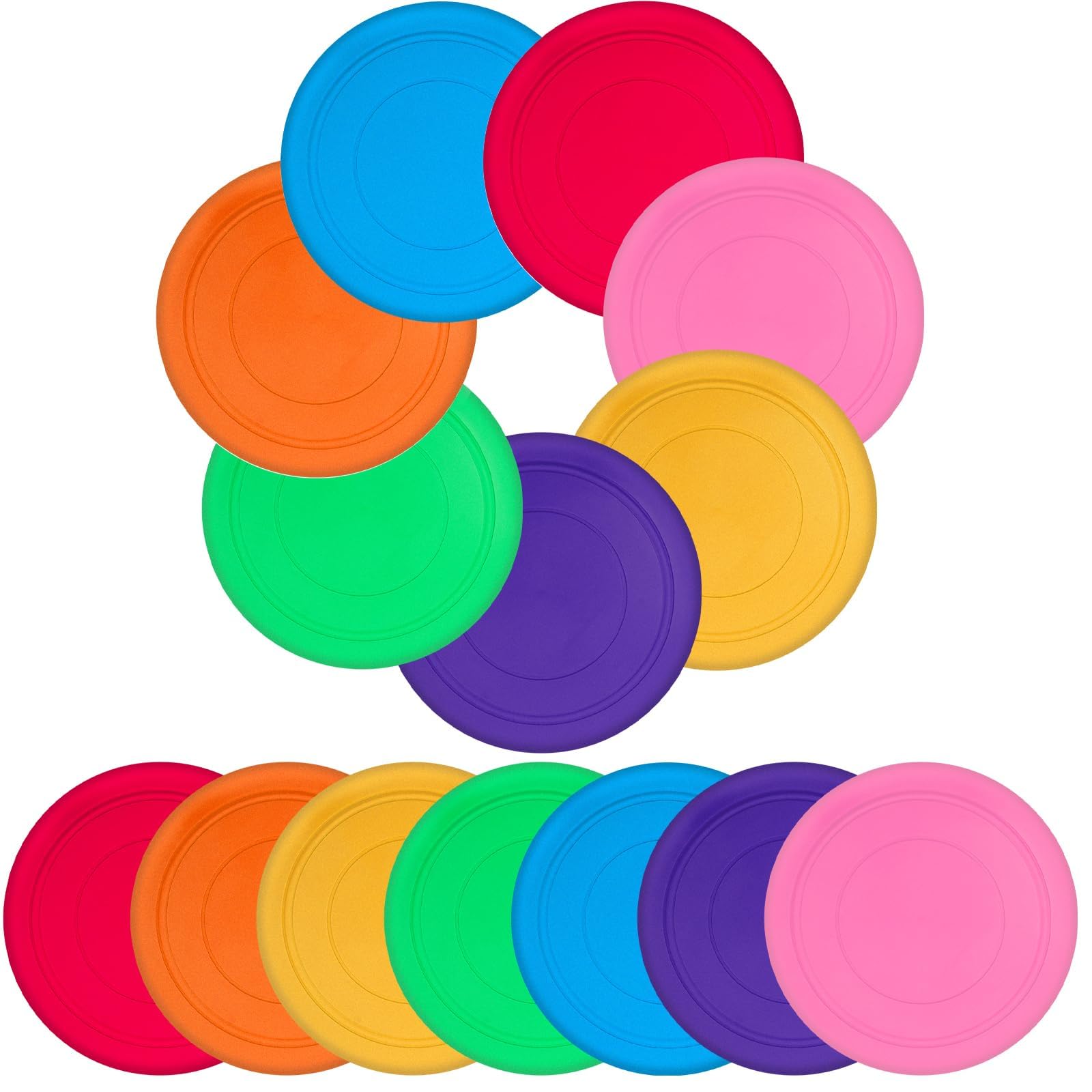 ASMIZ 28 Pcs Kids Flying Disc Toy 18cm Soft Silicone Flying Disks Bulk for Dog, Outdoor Playing Lawn Game Disk Flyer for Backyard Lawn Sports Games Kindergarten Teaching