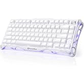 GravaStar Mercury K1 75% Wireless Mechanical Gaming Keyboard RGB Backlit | Gasket Mount, Hot Swappable Linear Switches, Creamy Sound Keyboard, 2.4GHz/USB-C/Bluetooth 5.0, for Win/Mac【Opaline White】