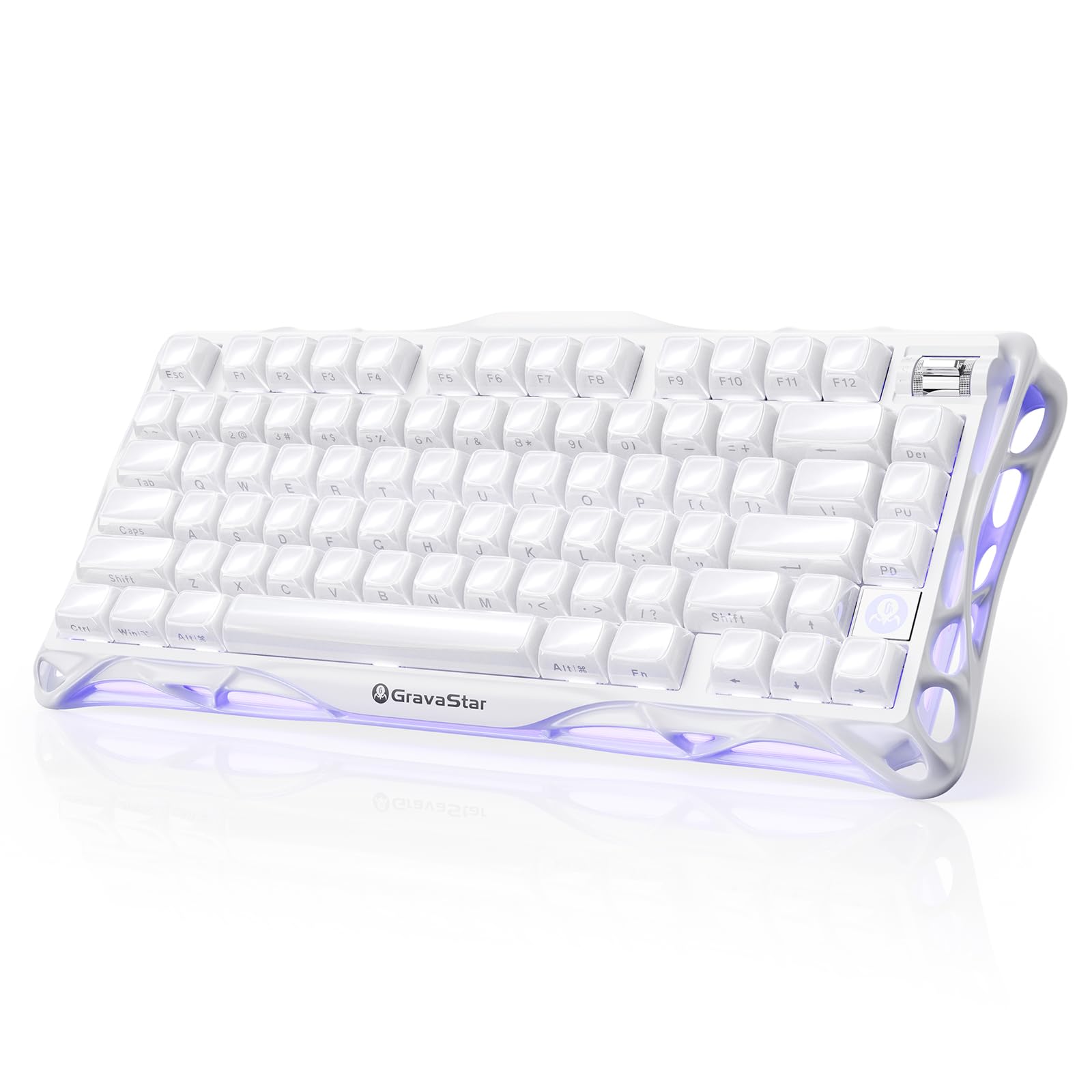 GravaStar Mercury K1 75% Wireless Mechanical Gaming Keyboard RGB Backlit | Gasket Mount, Hot Swappable Linear Switches, Cream