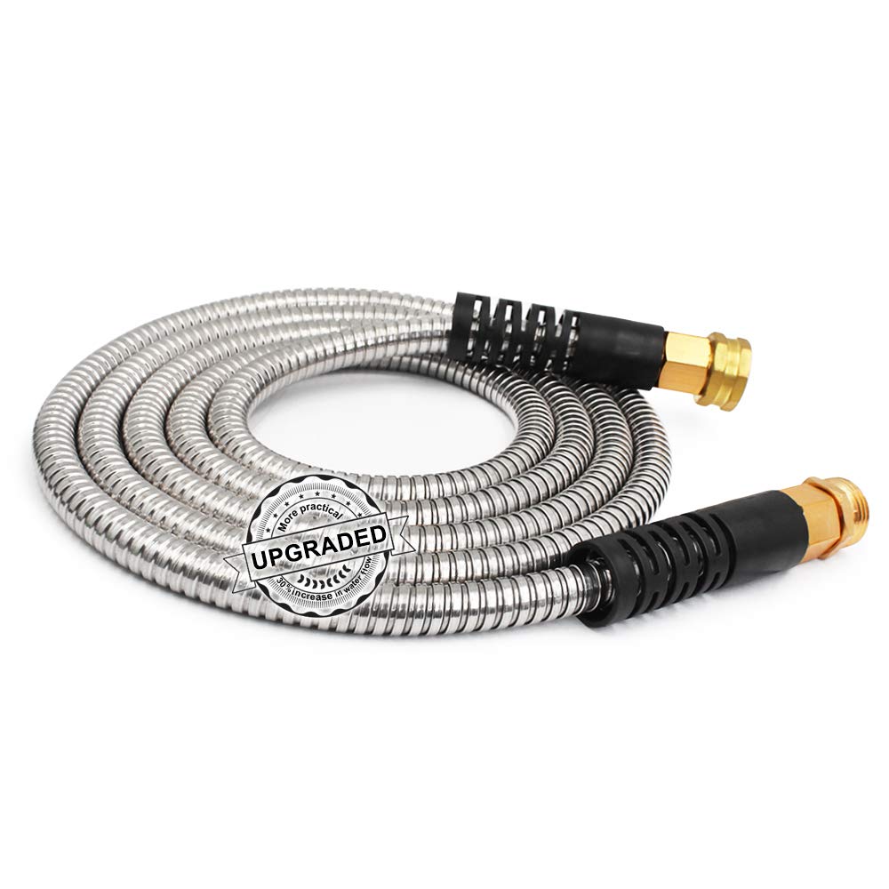 Cesun 10 Feet Metal Garden Hose, Short Connector Hose, Water Hose Extension, Extremely Flexible Lead-in Hose, for Hose Reel/RV/Dehumidifier, Lightweight/Durable/Drinking Water Safe (SS Female to Male)