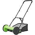 15-Inch Lawn Mowers Push Mower Reel Mower Push, Adjustable Cutting Height with Grass Catcher 5 Steel Blades Easy to Use for a Green Healthy Lawn