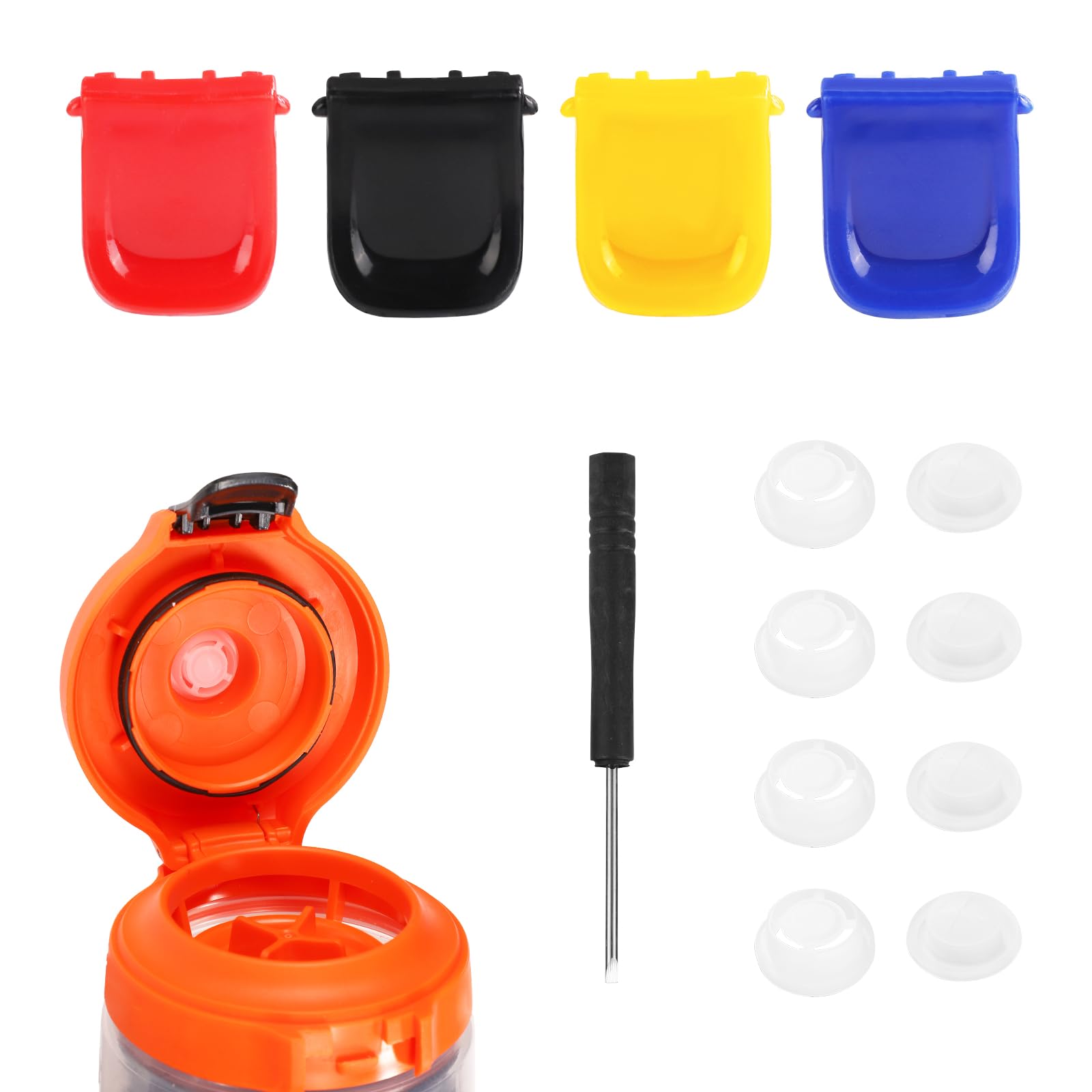 lasuroa Dispensing Valves Compatible with Gatorade Gx Water Bottle, 9pcs Water Bottle Replacement Include Valve Replacements Lid Clip Screwdriver Accessories for Gatorade 32oz Water Bottle