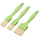 Miryelis 3 Pcs Pastry Brush Set, 1/1/2 inch Bristle Basting Brushes for Cooking, Heat Resistant, Kitchen Brush for Oil, BBQ Grill, Butter Sauce, Baking, with Hang Hole Design Green