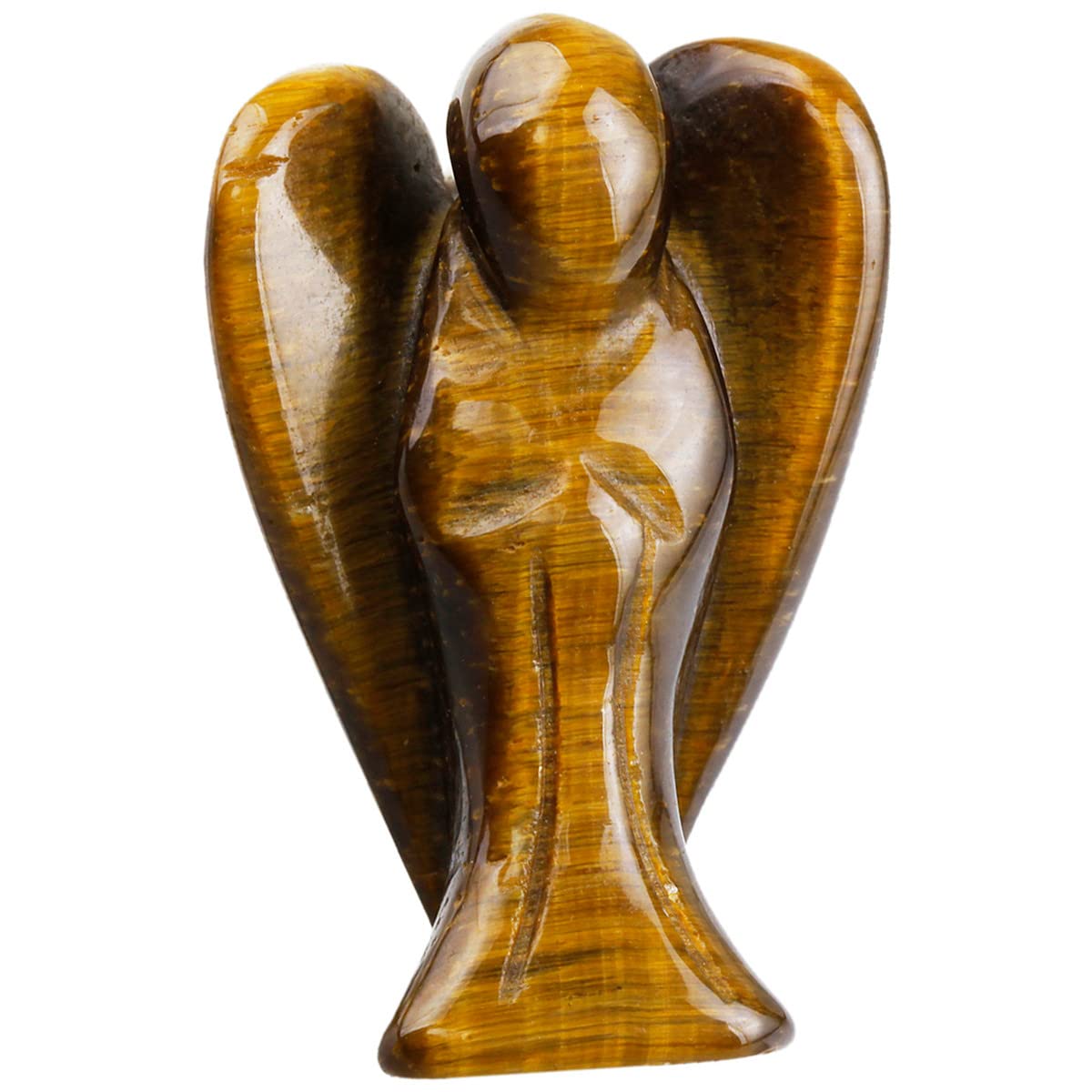 Nupuyai Tiger's Eye Guardian Crystal Angel Ornament, 4cm Hand Carved Healing Gemstone Pocket Angel Statue Figurine for Home Decor