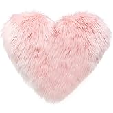 vctops Faux Fur Heart Shaped Throw Pillow with Insert Soft Plush Throw Pillows Decorative Fluffy Throw Pillow for Living Room Bedroom Car Office (Light Pink A, 16"x20")