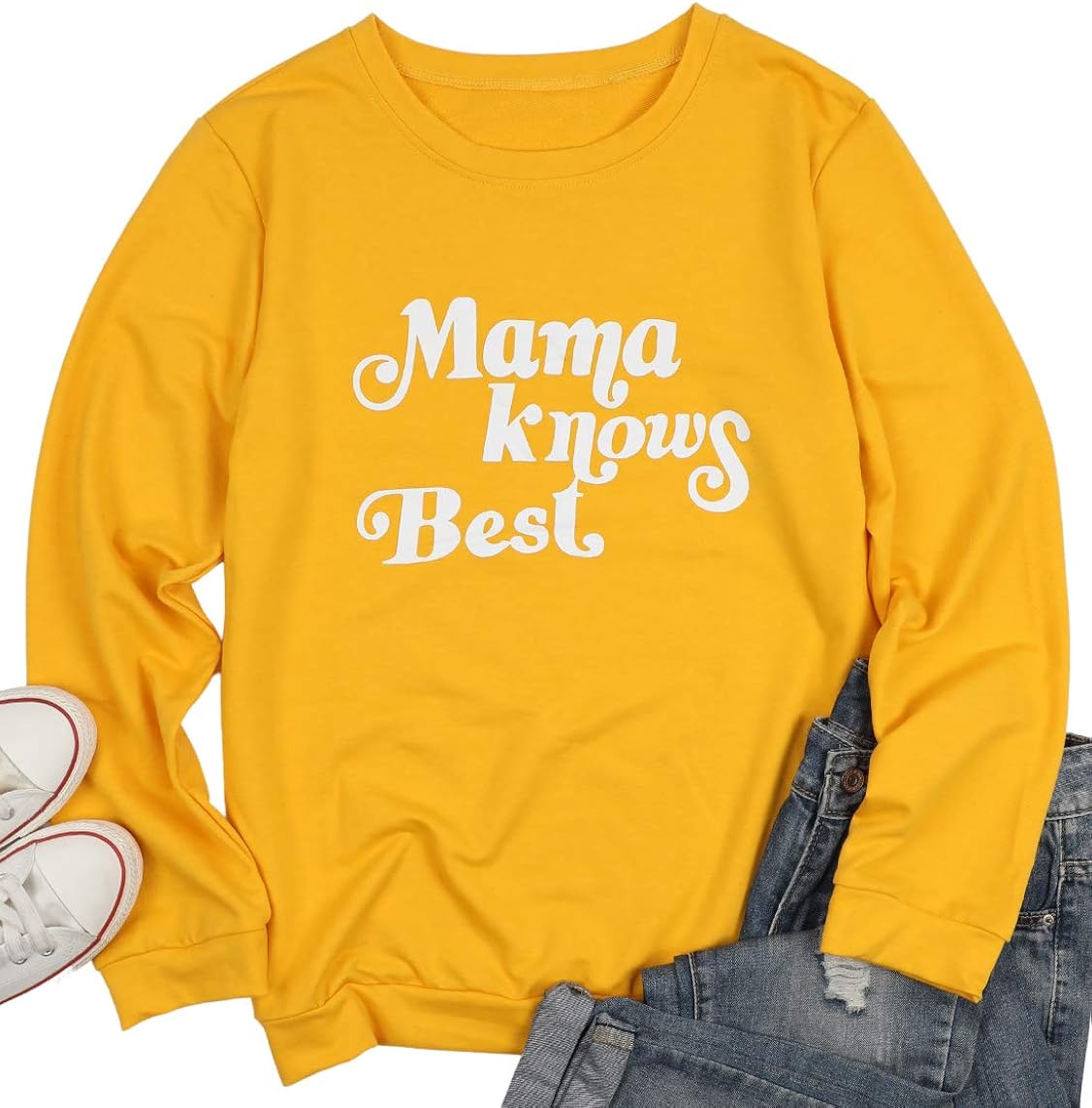 mama knows best yellow sweatshirt