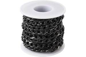 BB BEADTHOVEN Beadthoven 1 Roll 16.4 Feet Aluminium Curb Chains 12x7x2mm Black Twisted Links Cable Necklace Chain Unwelded with Spool for Jewelry Making