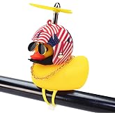 wonuu Rubber Duck Toy Car Ornaments Yellow Duck Car Dashboard Decorations Squeeze Duck Bicycle Horns with Propeller Helmet