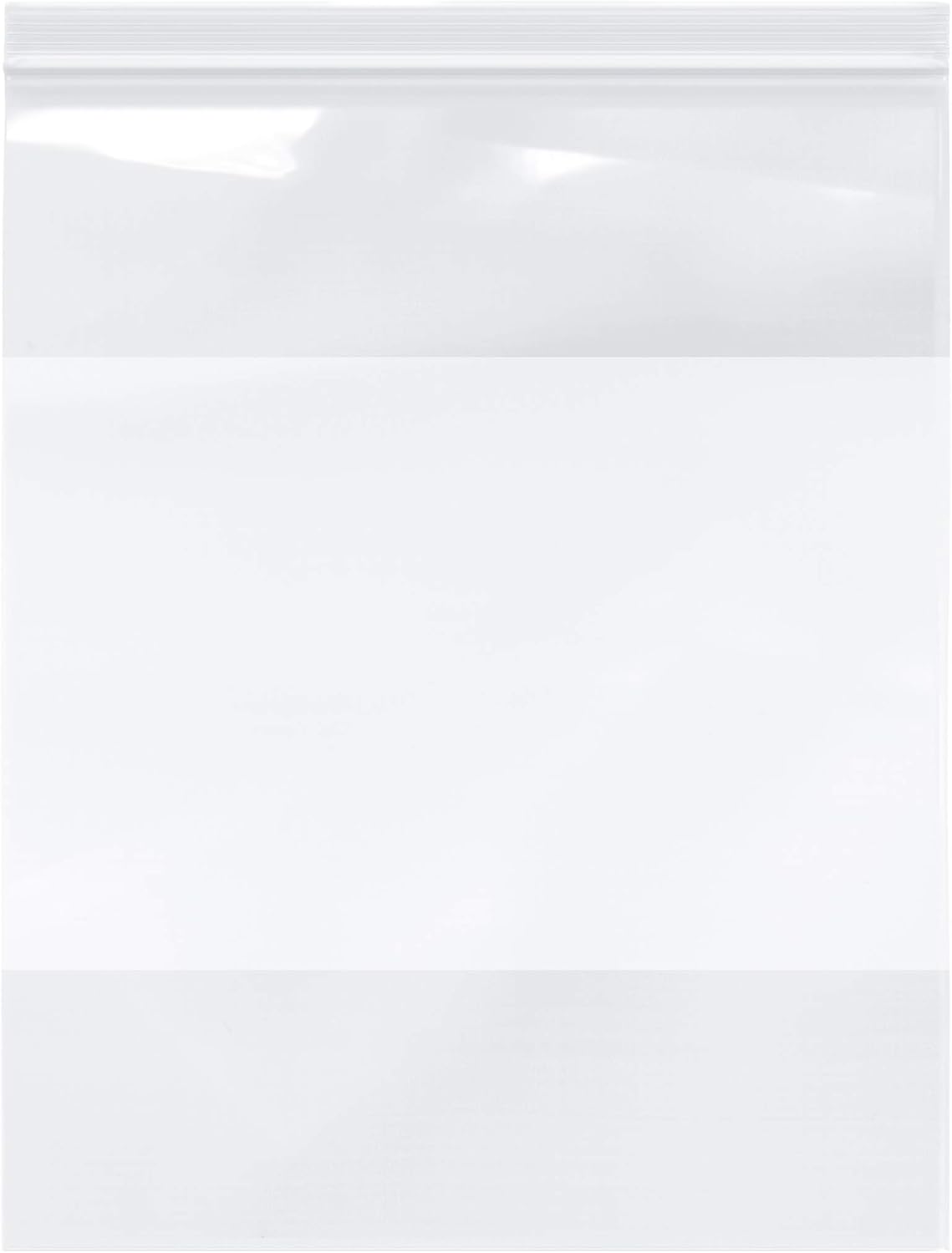 Plymor Zipper Reclosable Plastic Bags w/White Block, 2 Mil, 12" x 15" (Pack of 200)