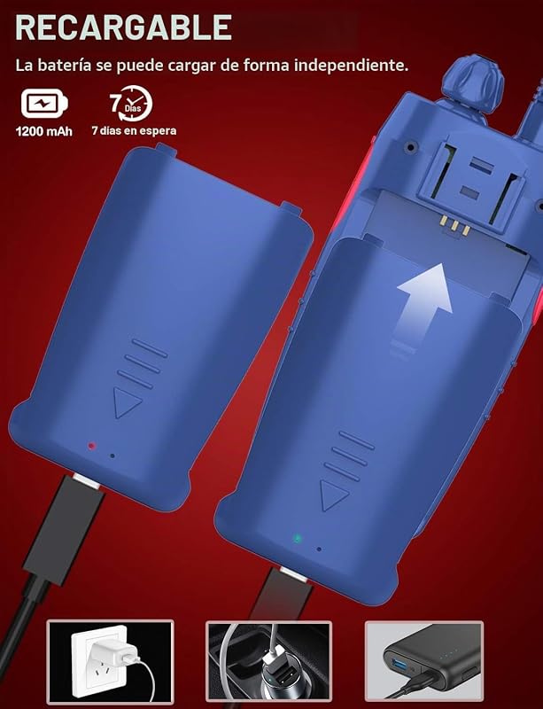Spiderman Walkie Talkie Niños Recargable, Juguetes de 3 a 12 Año
