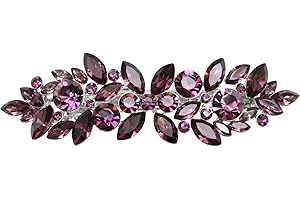 Faship Gorgeous Purple Rhinestone Crystal Floral Hair Barrette Clip