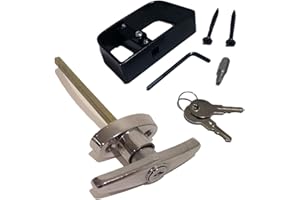 LETANG Shed Door T-Handle Lock Kit - Chrome - Longer 5-1/2" Stem, Includes 2 Keys, 2 Screws, Hex Key/Allen Wrench, Shed Lock, Barn Door Lock, Playhouse Lock & Chicken Coop Lock (Chrome Finish)