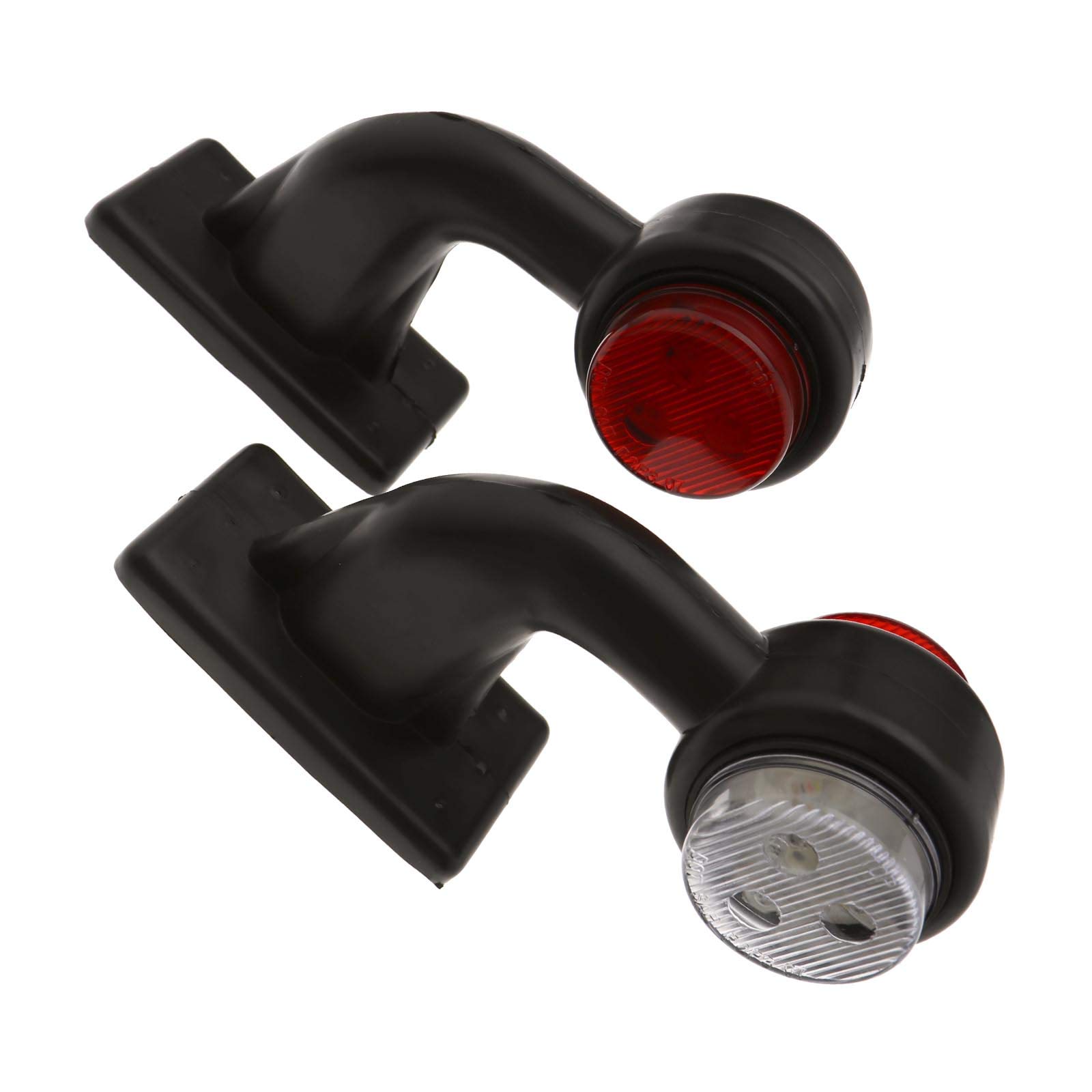 2X 12 LED Red & White Elbow Marker Light 12/24V LED Elbow Side Marker Light Lamp For Caravan